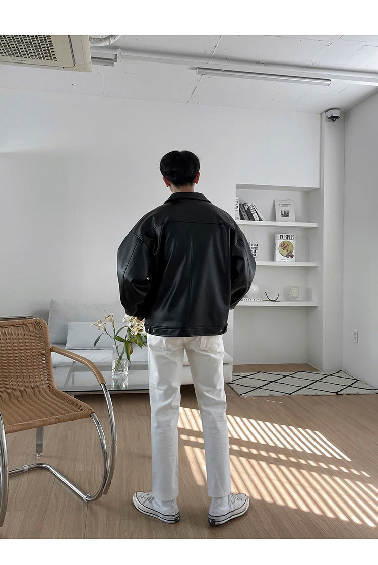 Chaqueta corta tipo casual de cuero sintetico - Mauroicardi