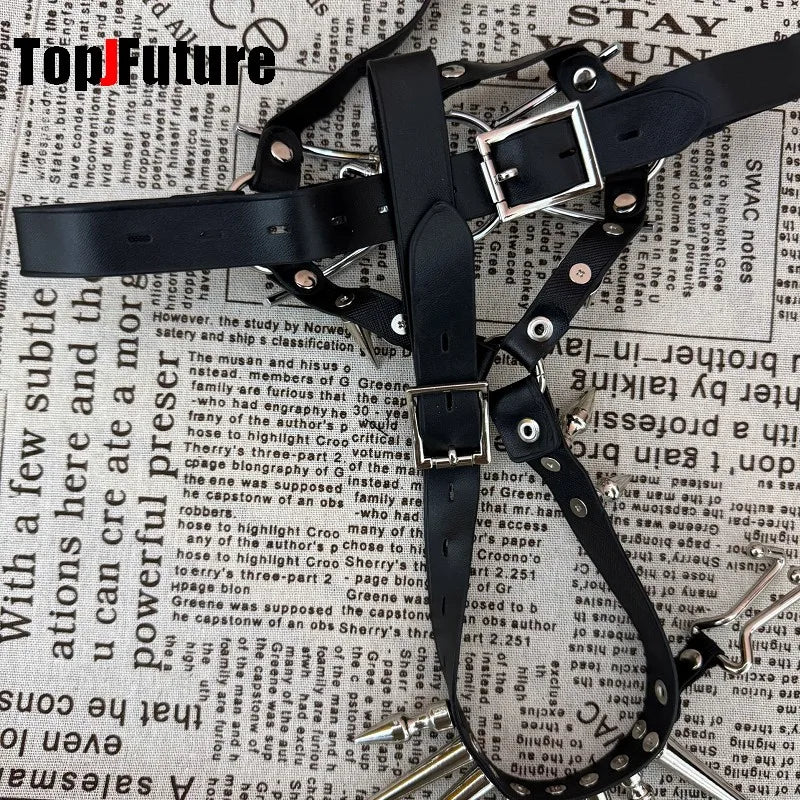 Gothic Bondage Face Strap - Spider Desing