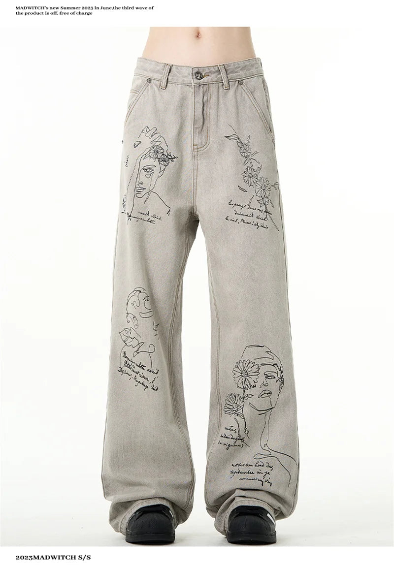 Pantalon vaquero con grafitis retro