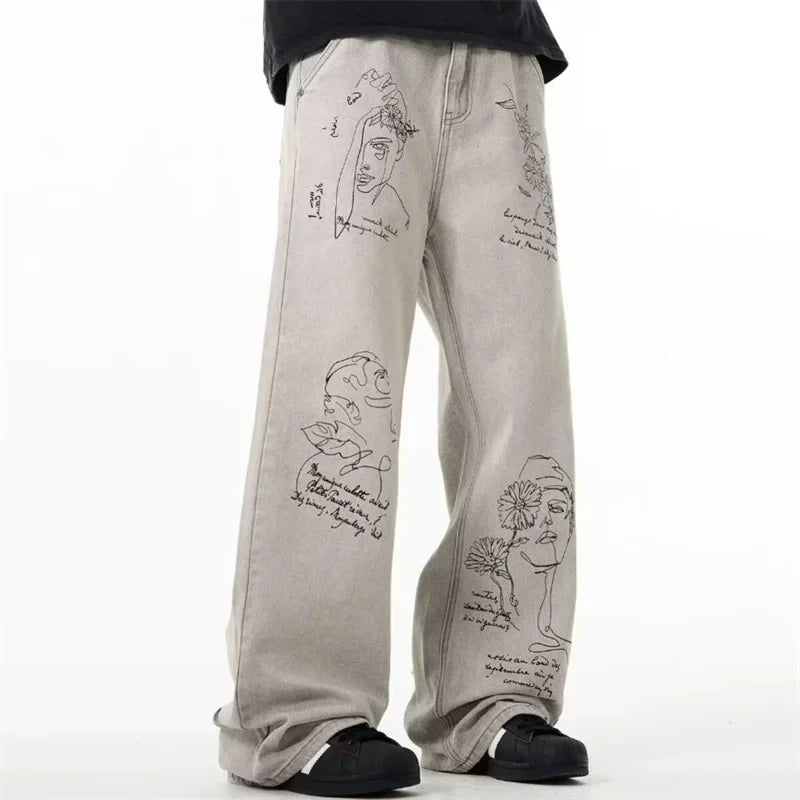 Pantalon vaquero con grafitis retro