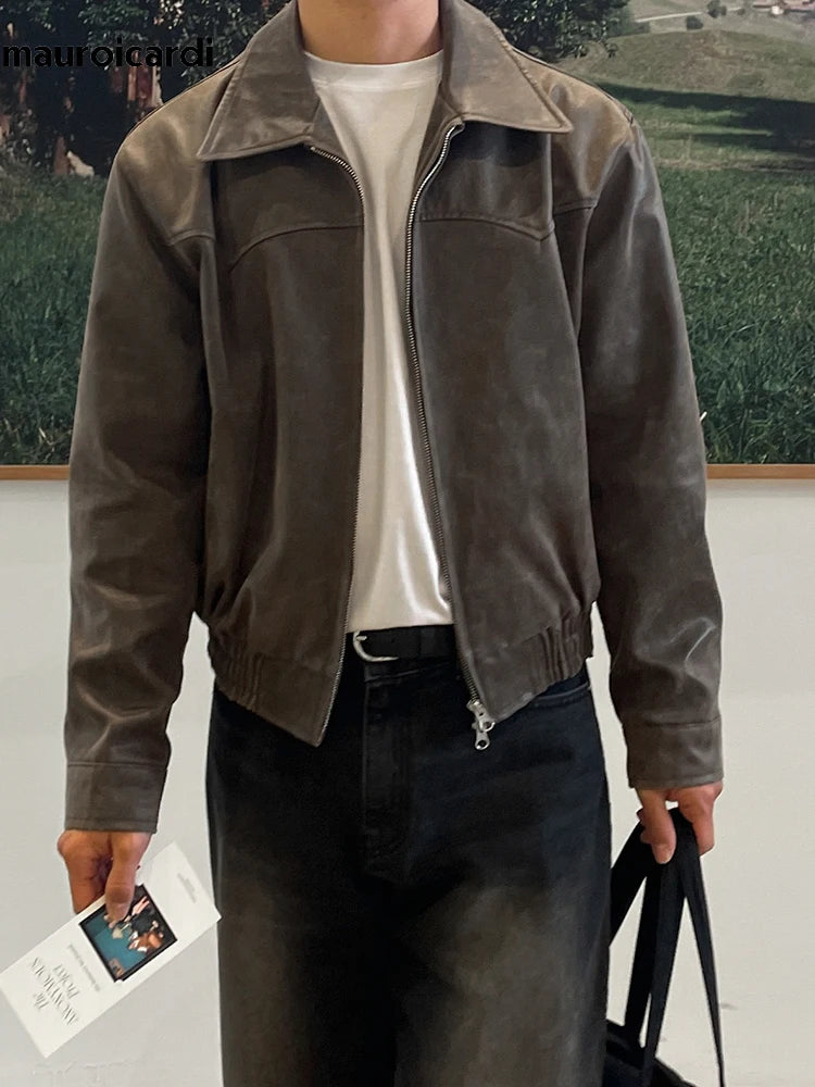 Chaqueta de cuero sintetico desgastado - Mauroicardi