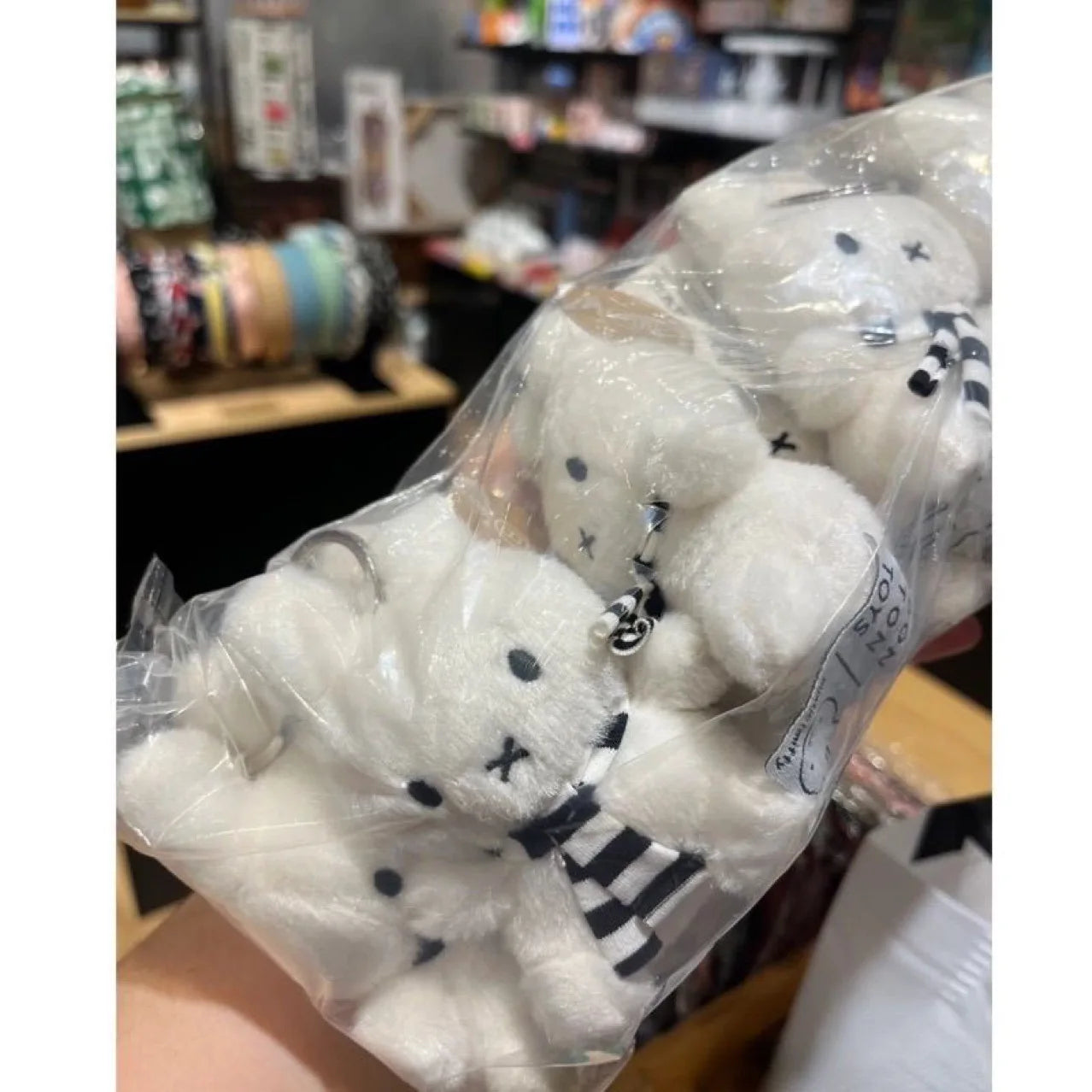 Kawaii Miffy Black and White Striped Scarf Hanging Cute Doll Cute Mini Figure Doll Pendant Christmas Gift for Girls Boys