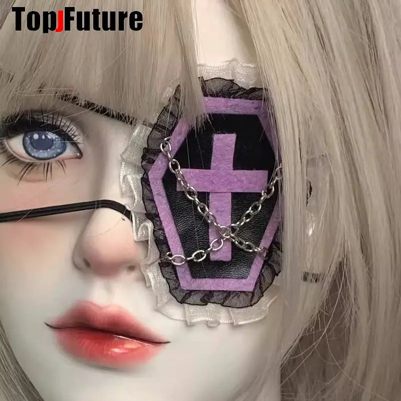 Streetwear Y2k Girl Women Gothic Lolita Cosplay Harajuku Punk Steampunk Lace Eyepatch Halloween Party Accessories Eye Mask