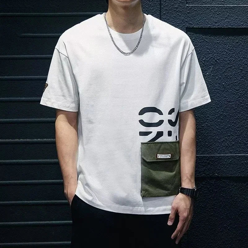 Camiseta de verano de algodón de cuello redondo
