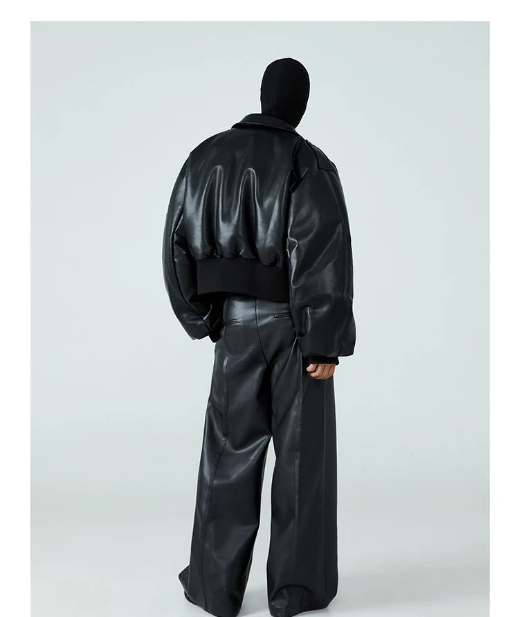Chaqueta corta de cuero sintetico negro - Mauroicardi