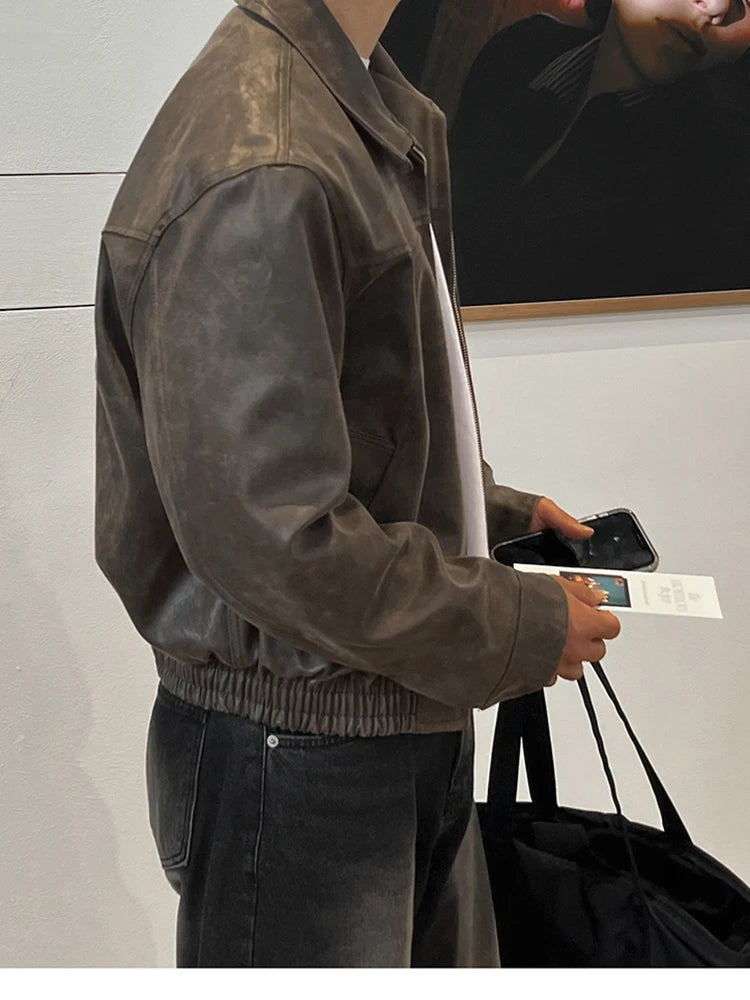 Chaqueta de cuero sintetico desgastado - Mauroicardi