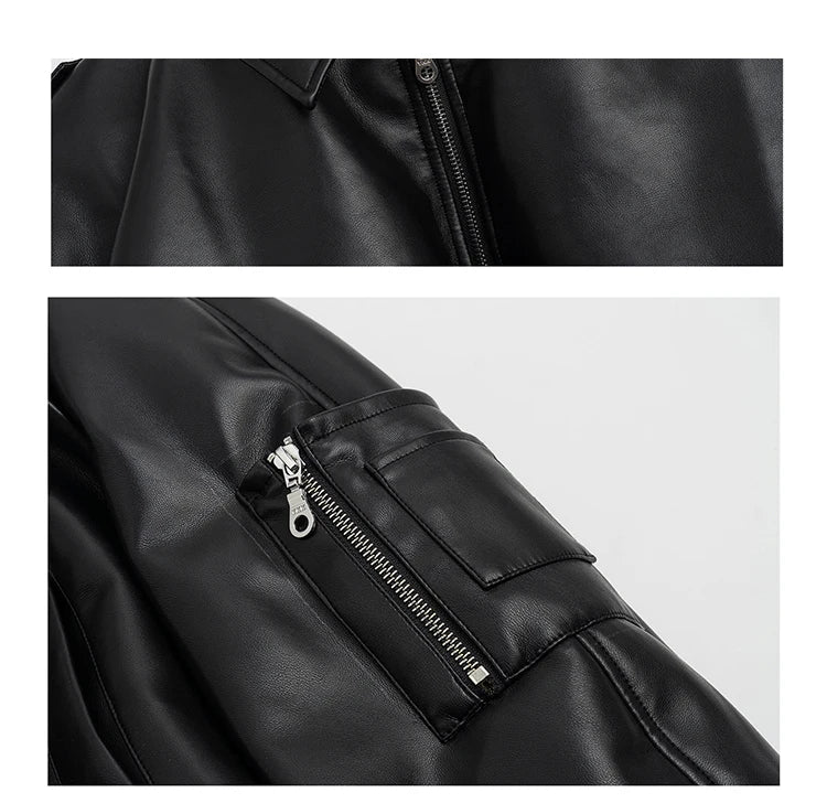 Chaqueta corta de cuero sintetico negro - Mauroicardi