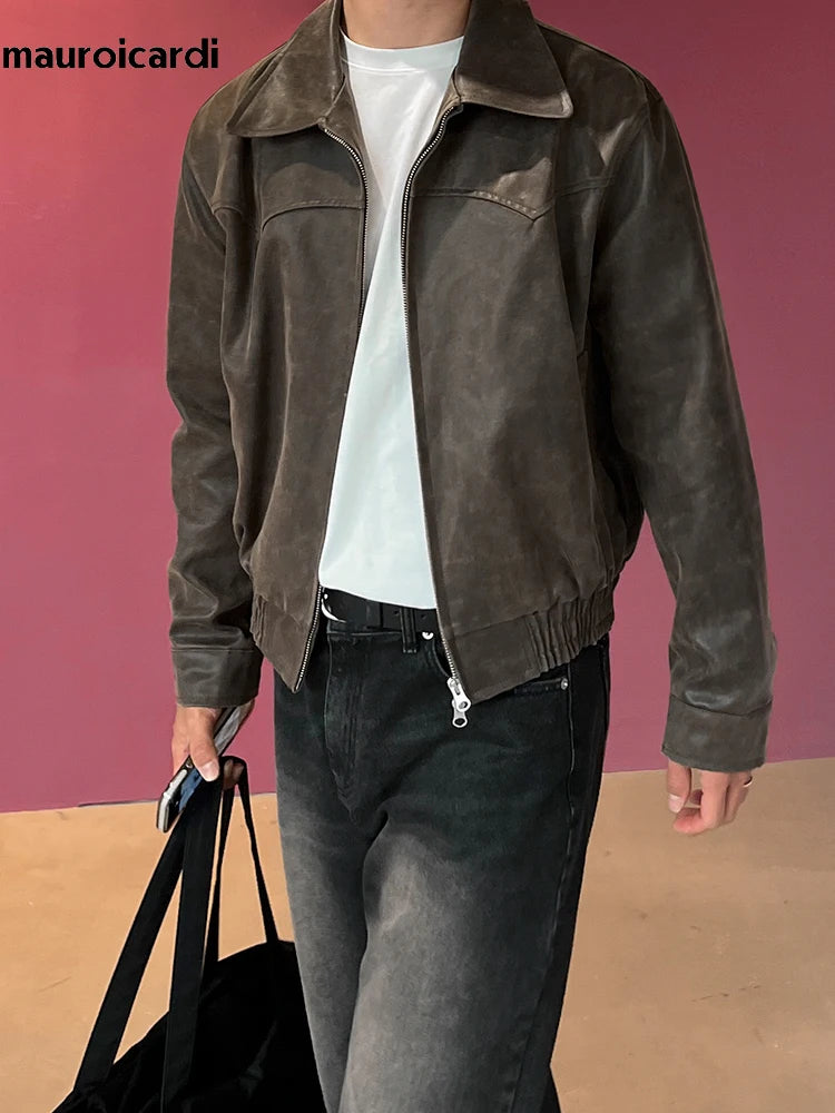 Chaqueta de cuero sintetico desgastado - Mauroicardi