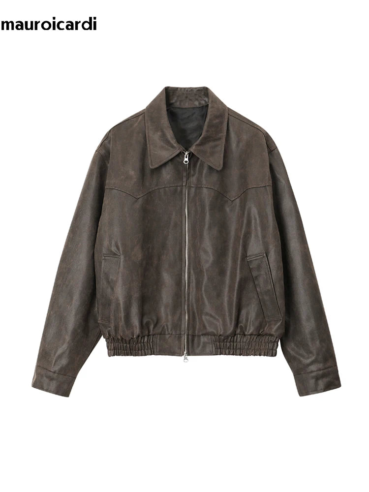 Chaqueta de cuero sintetico desgastado - Mauroicardi