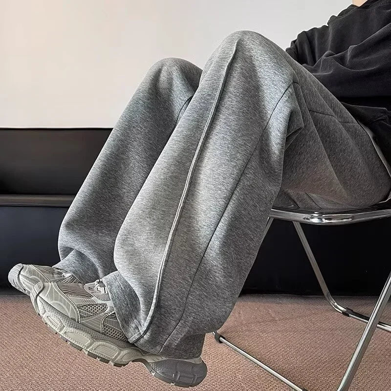 Pantalones corte recto plizado con cintura elástica