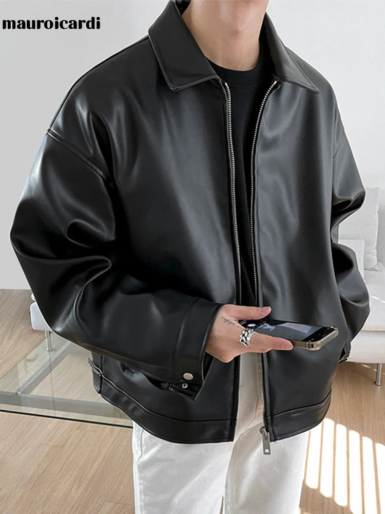 Chaqueta corta tipo casual de cuero sintetico - Mauroicardi
