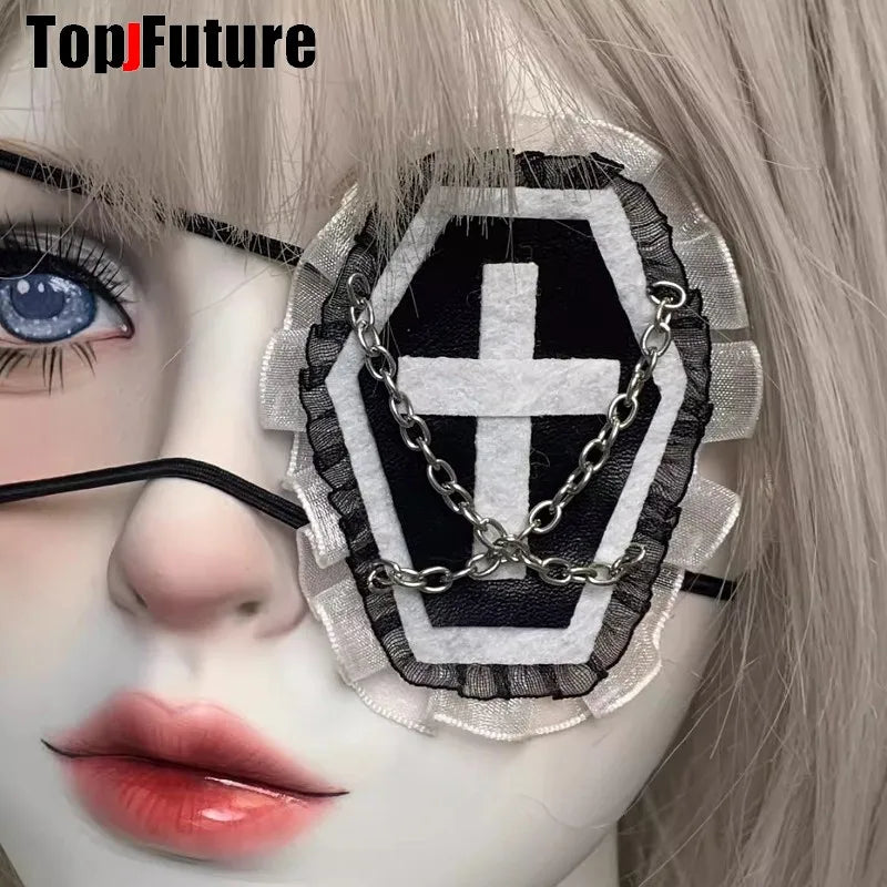 Streetwear Y2k Girl Women Gothic Lolita Cosplay Harajuku Punk Steampunk Lace Eyepatch Halloween Party Accessories Eye Mask