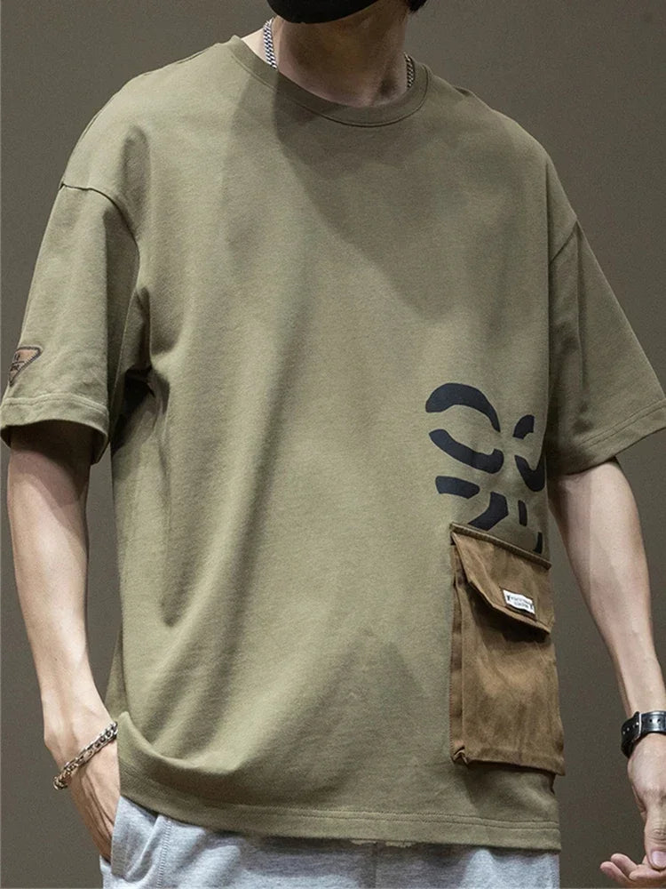 Camiseta de verano de algodón de cuello redondo