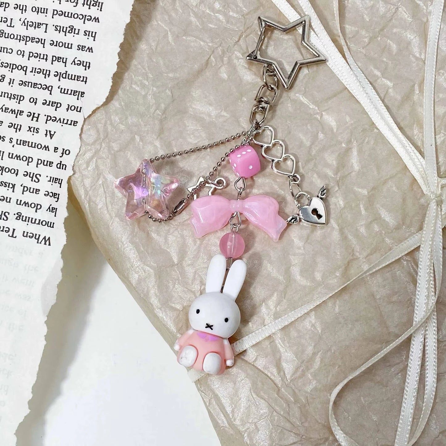 Kawaii Miffy Key Chain Cartoon Cute Backpack Pendant Ornaments Mobile Phone Chain Christmas Gift