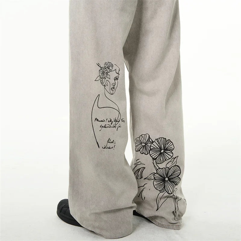 Pantalon vaquero con grafitis retro