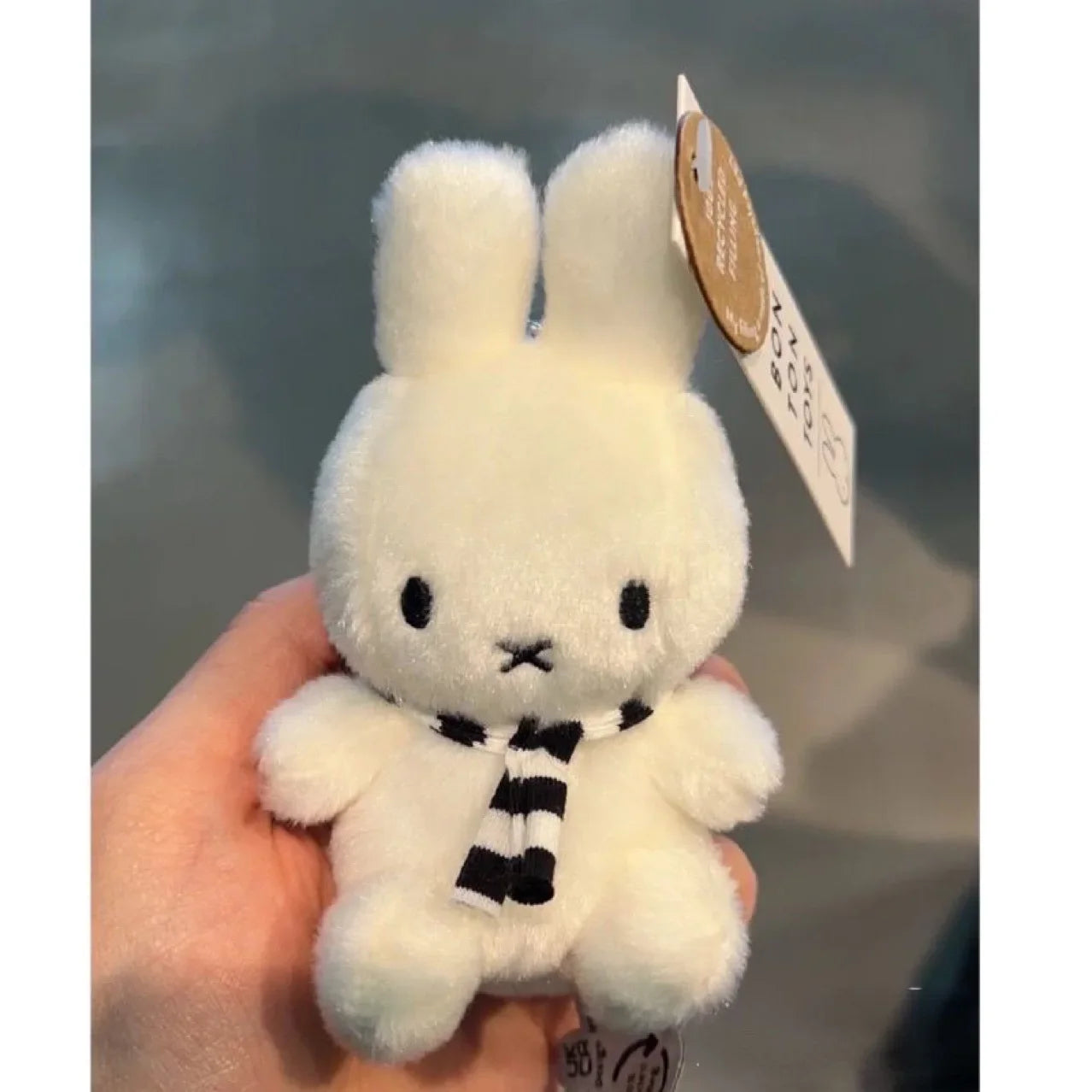 Kawaii Miffy Black and White Striped Scarf Hanging Cute Doll Cute Mini Figure Doll Pendant Christmas Gift for Girls Boys