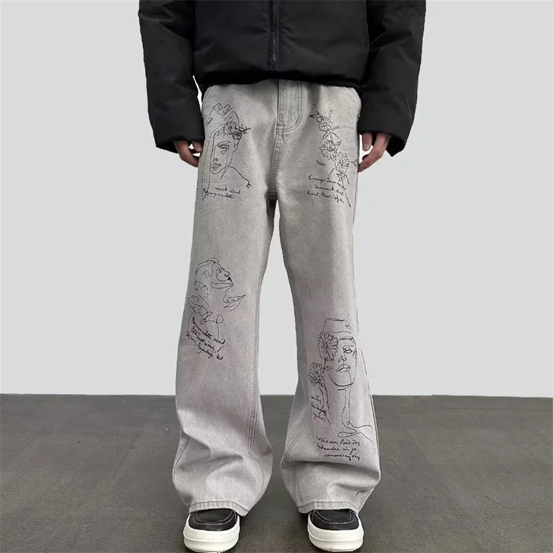 Pantalon vaquero con grafitis retro