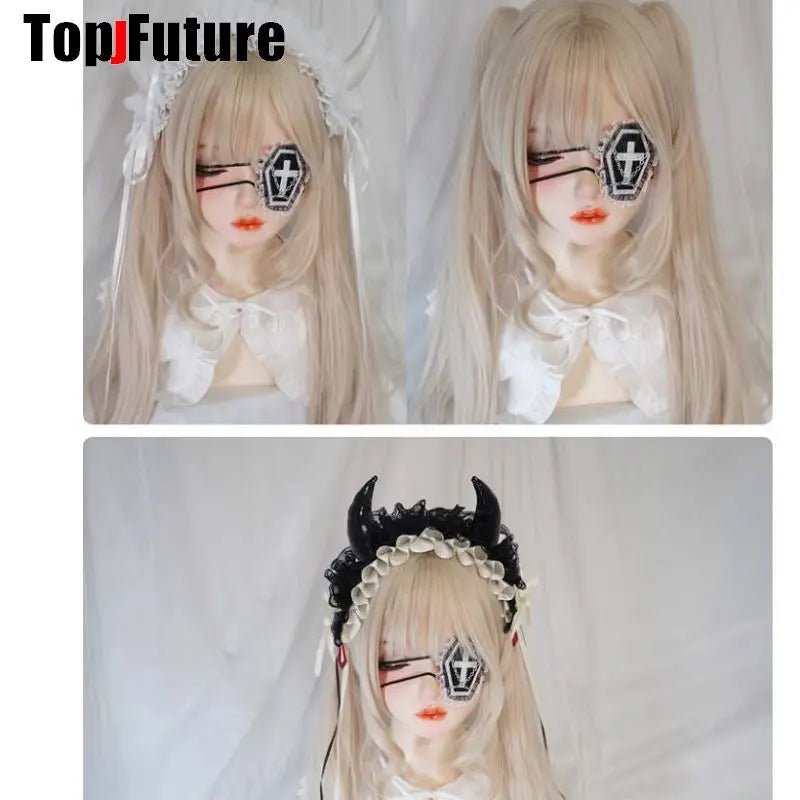 Streetwear Y2k Girl Women Gothic Lolita Cosplay Harajuku Punk Steampunk Lace Eyepatch Halloween Party Accessories Eye Mask