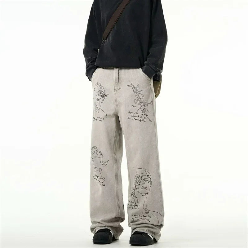 Pantalon vaquero con grafitis retro