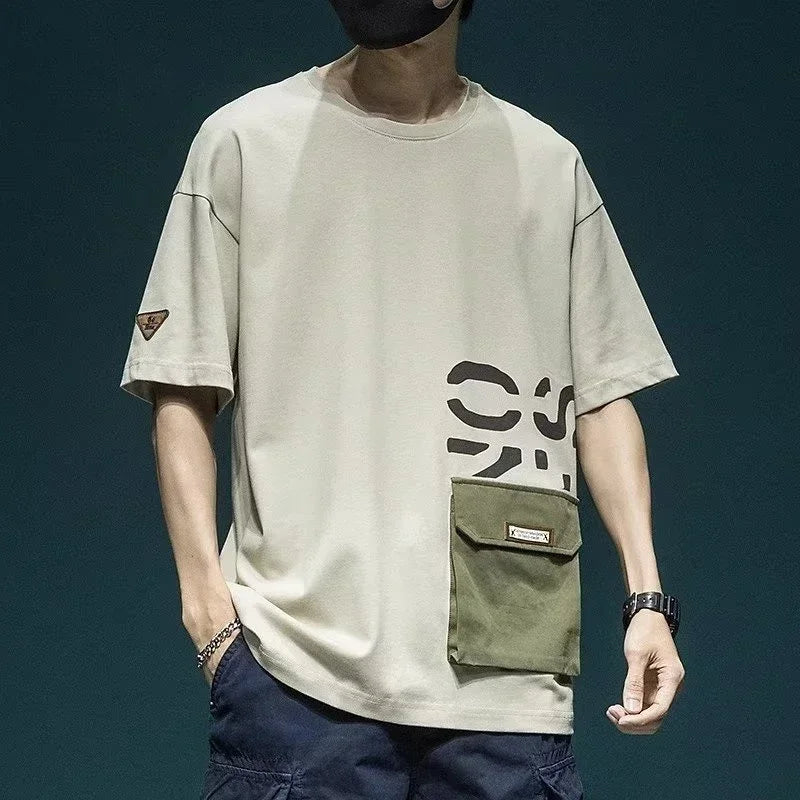 Camiseta de verano de algodón de cuello redondo