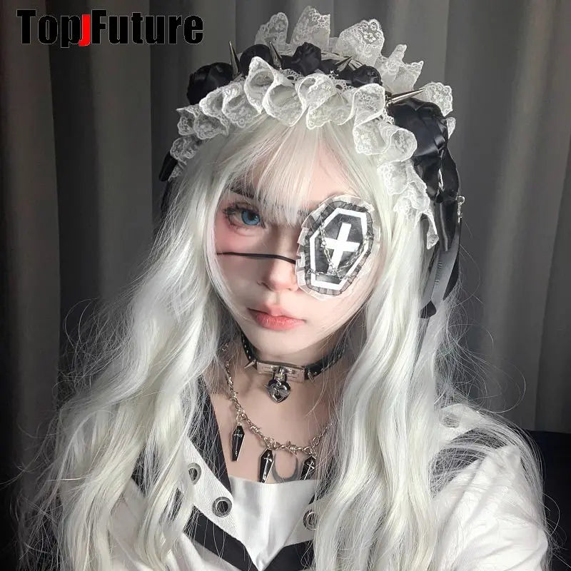 Streetwear Y2k Girl Women Gothic Lolita Cosplay Harajuku Punk Steampunk Lace Eyepatch Halloween Party Accessories Eye Mask