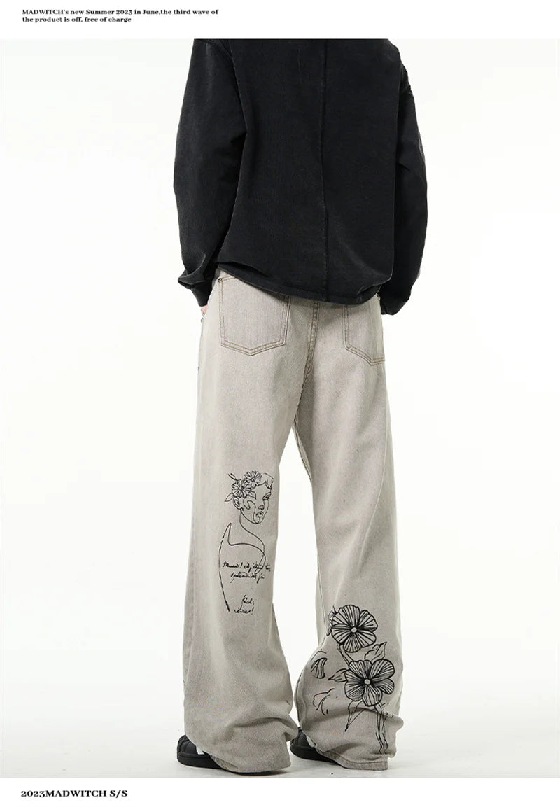 Pantalon vaquero con grafitis retro