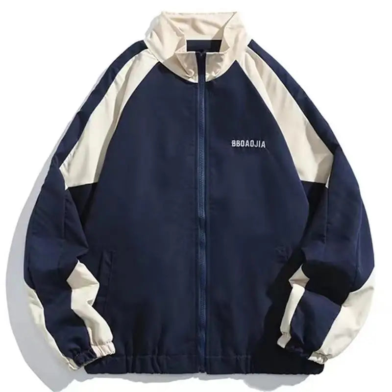Chaqueta universitaria de hip hop para hombre, estilo high street, con parches, color negro, cortavientos, para mujer, primavera y otoño, fina, a la moda.