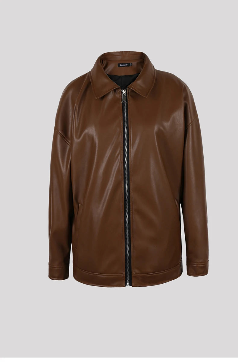 Chaqueta corta tipo casual de cuero sintetico - Mauroicardi