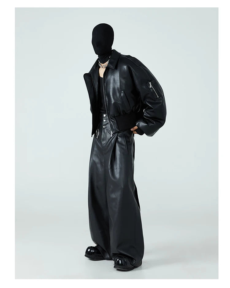 Chaqueta corta de cuero sintetico negro - Mauroicardi