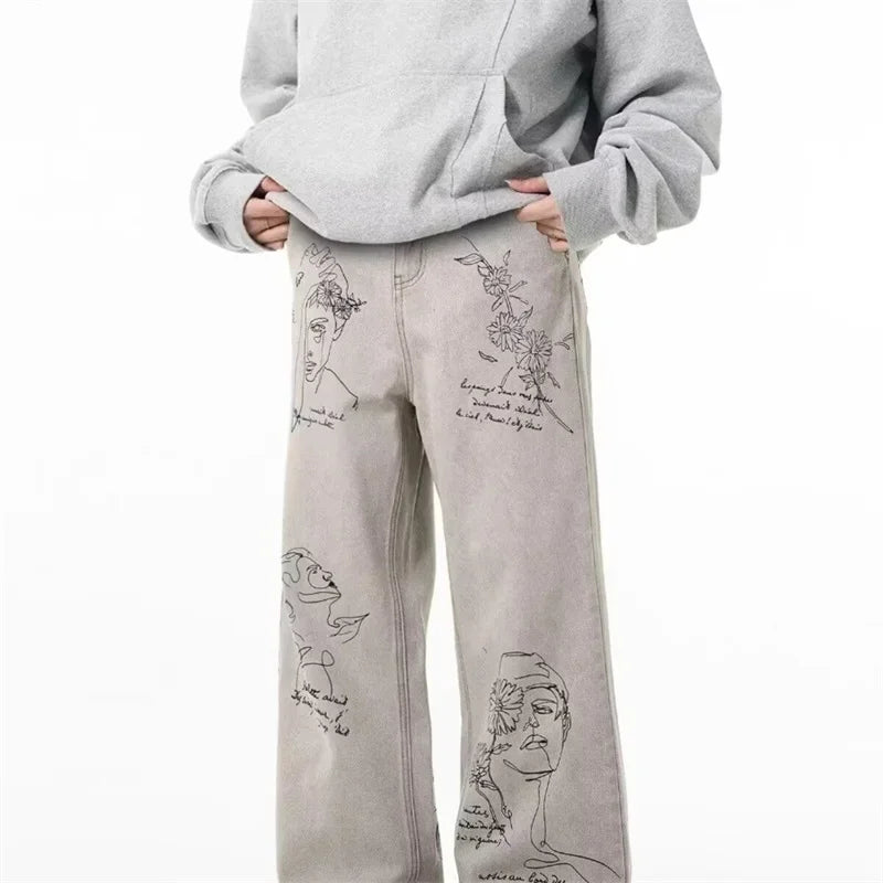 Pantalon vaquero con grafitis retro