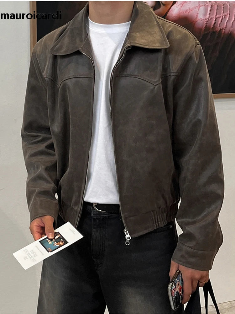 Chaqueta de cuero sintetico desgastado - Mauroicardi