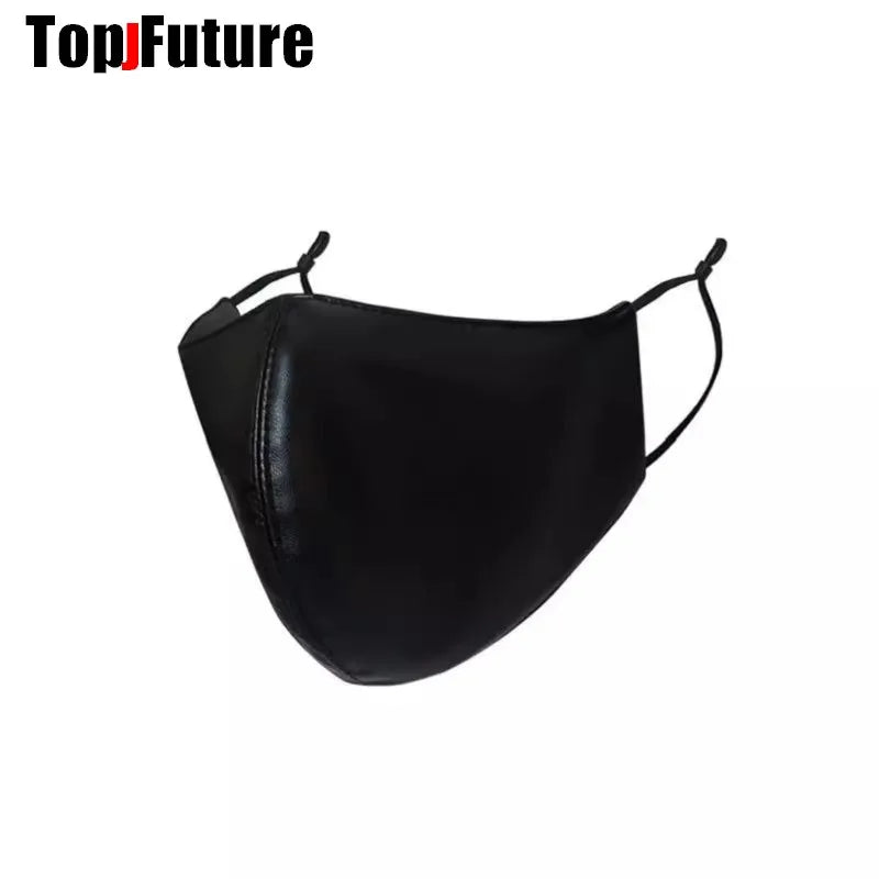 Subculture Y2K Girls steampunk PU leather chain mask Men's and Women's Fashion Campus Decoration Handsome Breathable Face Mask