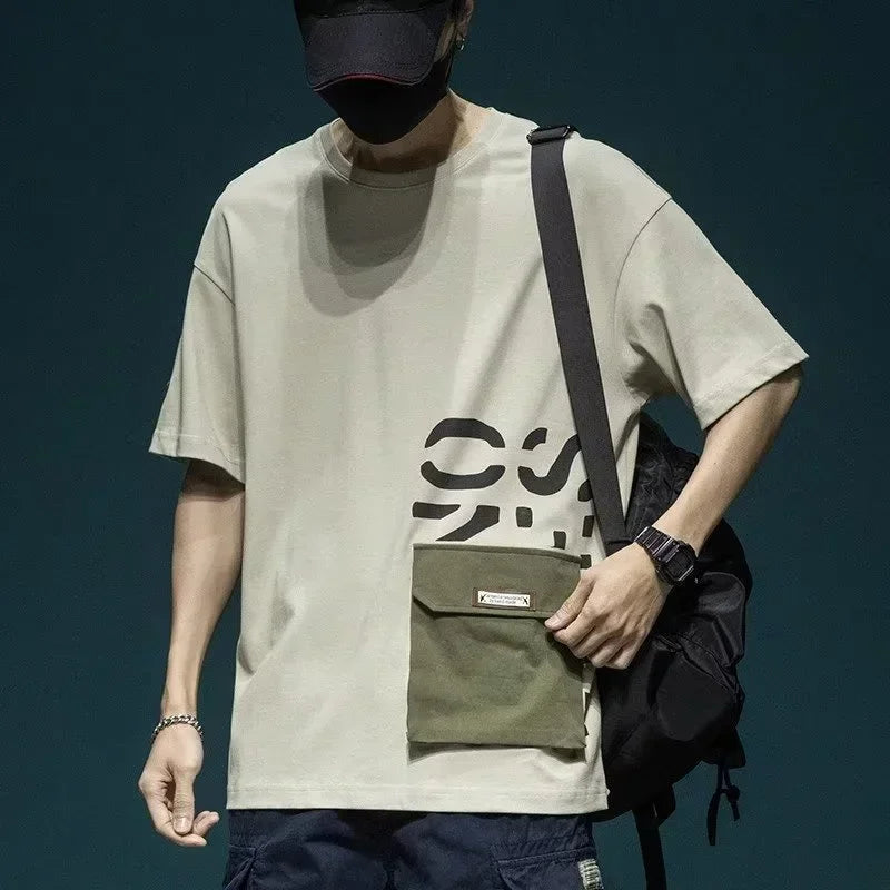 Camiseta de verano de algodón de cuello redondo