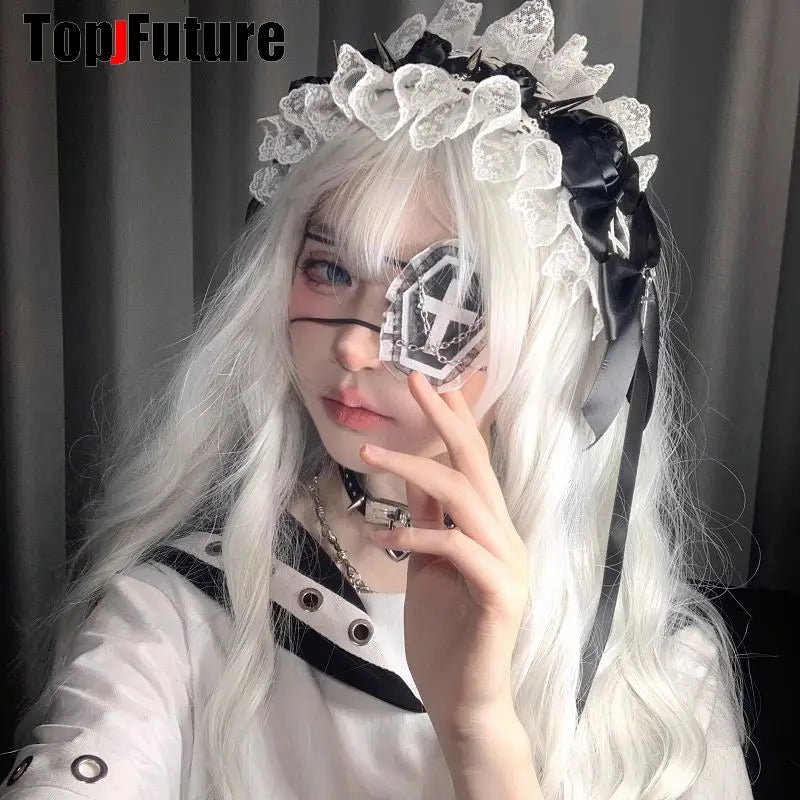 Streetwear Y2k Girl Women Gothic Lolita Cosplay Harajuku Punk Steampunk Lace Eyepatch Halloween Party Accessories Eye Mask