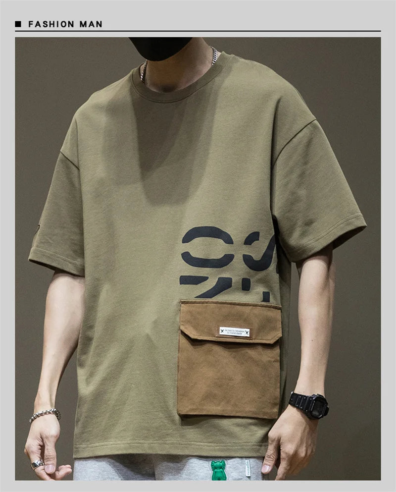 Camiseta de verano de algodón de cuello redondo