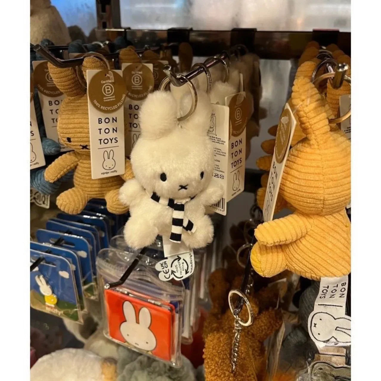 Kawaii Miffy Black and White Striped Scarf Hanging Cute Doll Cute Mini Figure Doll Pendant Christmas Gift for Girls Boys