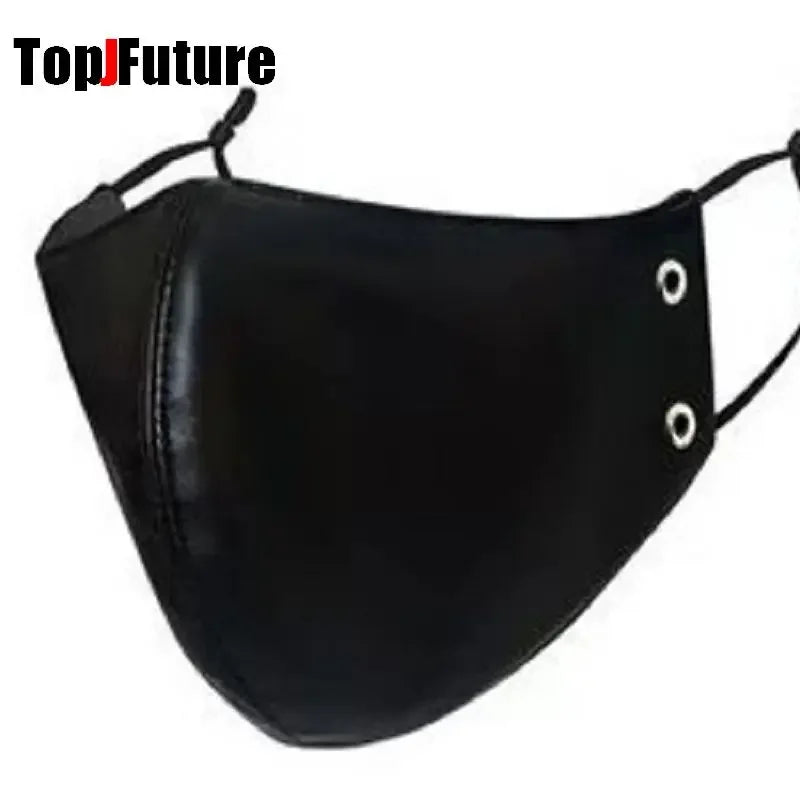 Subculture Y2K Girls steampunk PU leather chain mask Men's and Women's Fashion Campus Decoration Handsome Breathable Face Mask