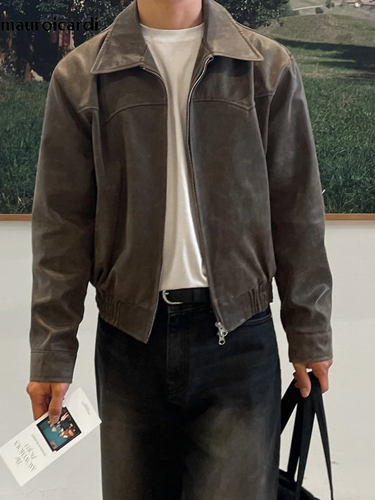 Chaqueta de cuero sintetico desgastado - Mauroicardi