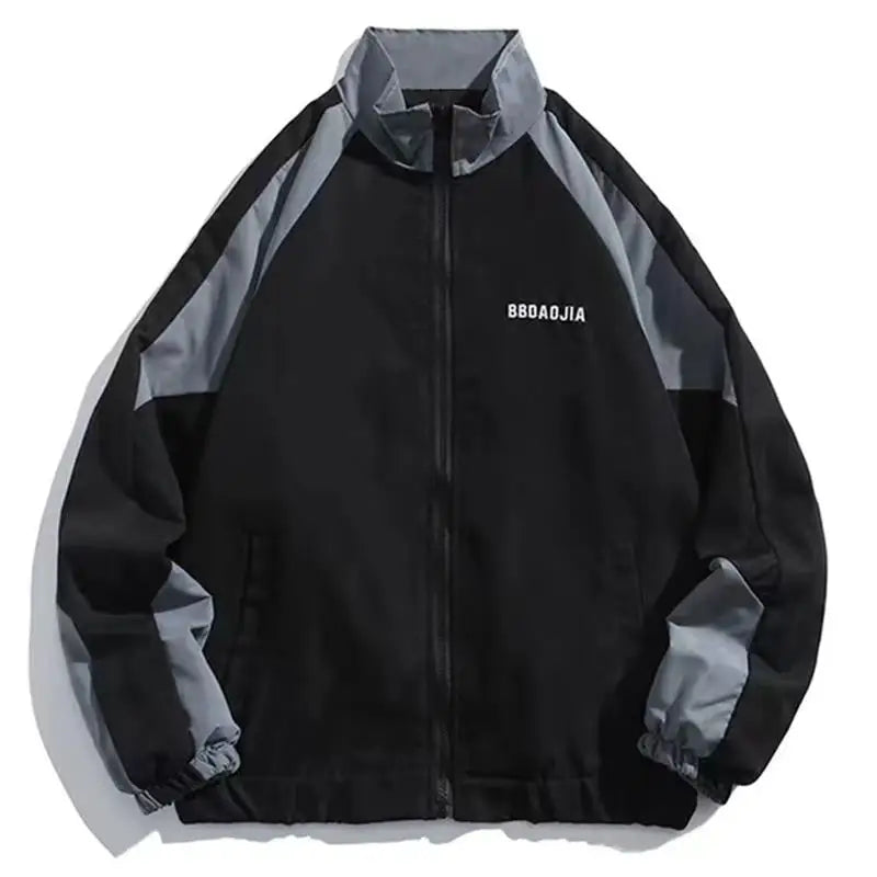 Chaqueta universitaria de hip hop para hombre, estilo high street, con parches, color negro, cortavientos, para mujer, primavera y otoño, fina, a la moda.