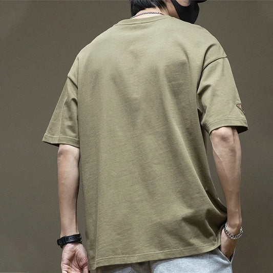 Camiseta de verano de algodón de cuello redondo