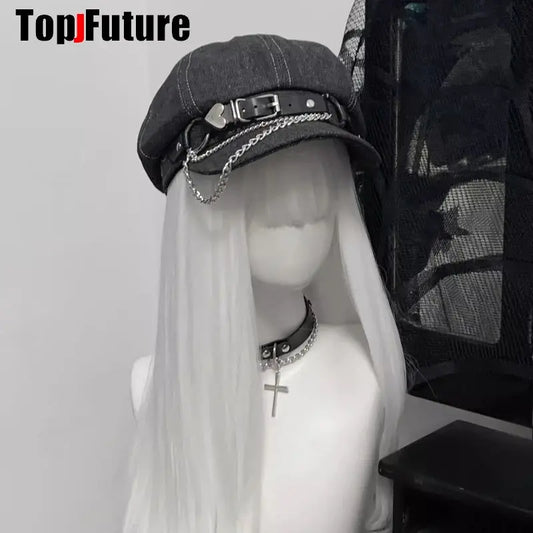 Boina con cadenas y detalles extras - Goth Style