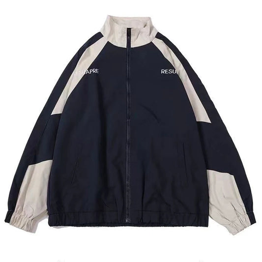 Chaqueta universitaria de hip hop para hombre, estilo high street, con parches, color negro, cortavientos, para mujer, primavera y otoño, fina, a la moda.