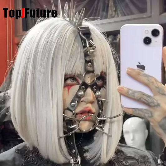 Gothic Bondage Face Strap - Spider Desing