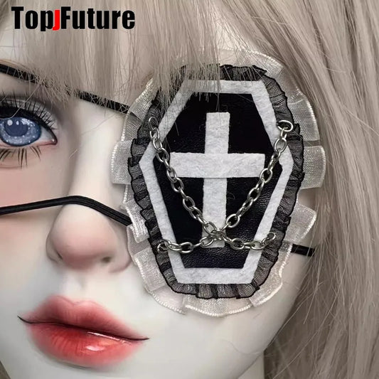 Streetwear Y2k Girl Women Gothic Lolita Cosplay Harajuku Punk Steampunk Lace Eyepatch Halloween Party Accessories Eye Mask