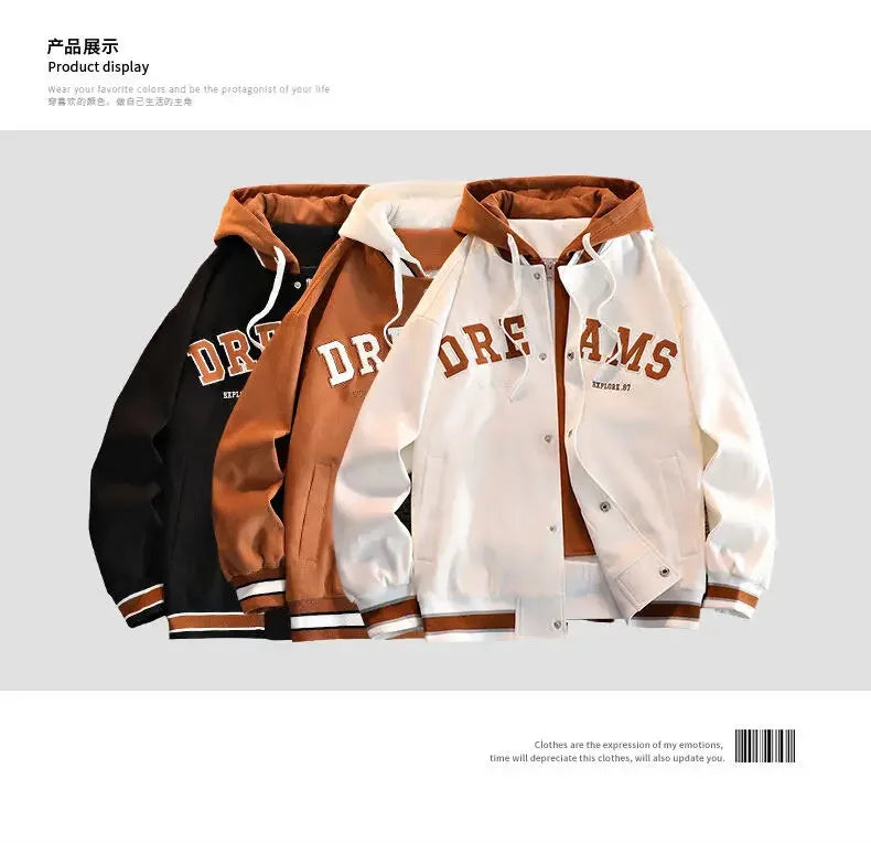 Men's Windbreaker hooded Wear Jackets Men Baseball Pilot Work Pure Cotton Jacket Hip Hop Streetwear Coat clothing fashion coat