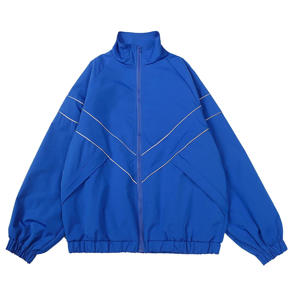 Chaqueta universitaria de hip hop para hombre, estilo high street, con parches, color negro, cortavientos, para mujer, primavera y otoño, fina, a la moda.