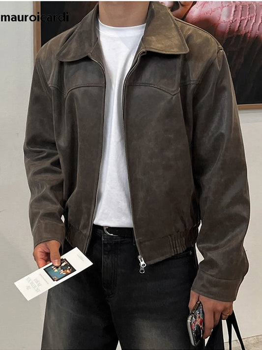 Chaqueta de cuero sintetico desgastado - Mauroicardi